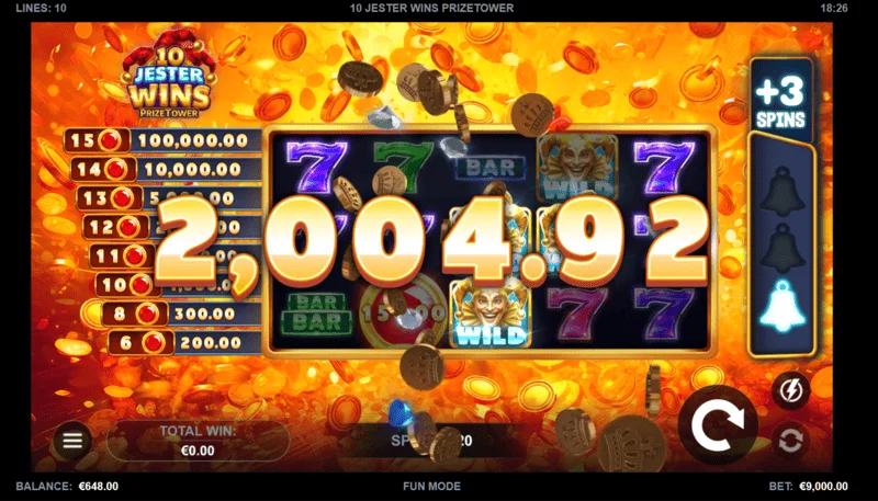 10 Jester Wins PrizeTower - bonus game win